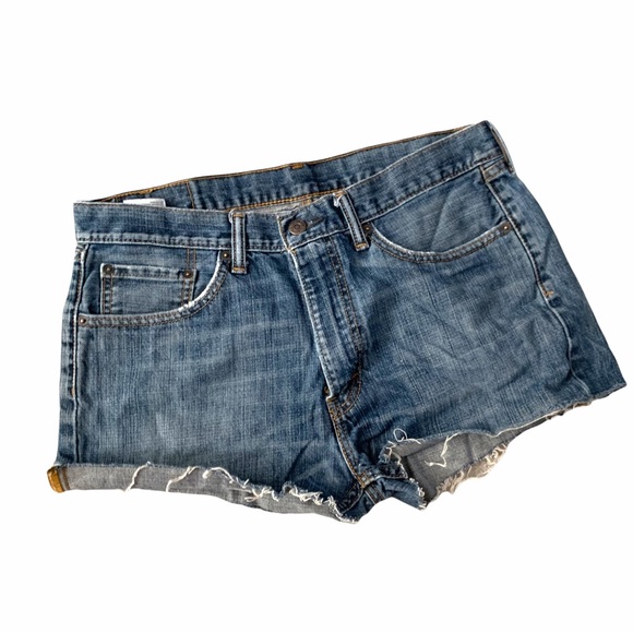 Levi’s 505 Regular Fit Cut Off Denim Shorts Medium/Dark Blue Wash 2013 / Size 33 - Picture 2 of 8